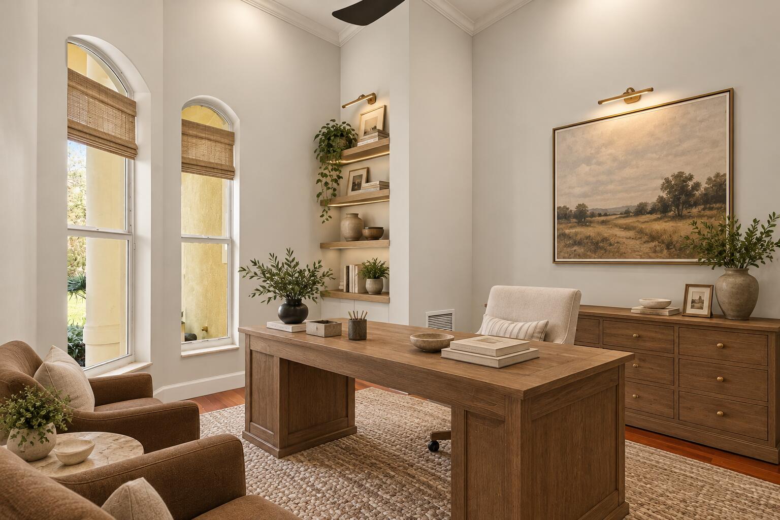 Warm Modern Home Office Retreat