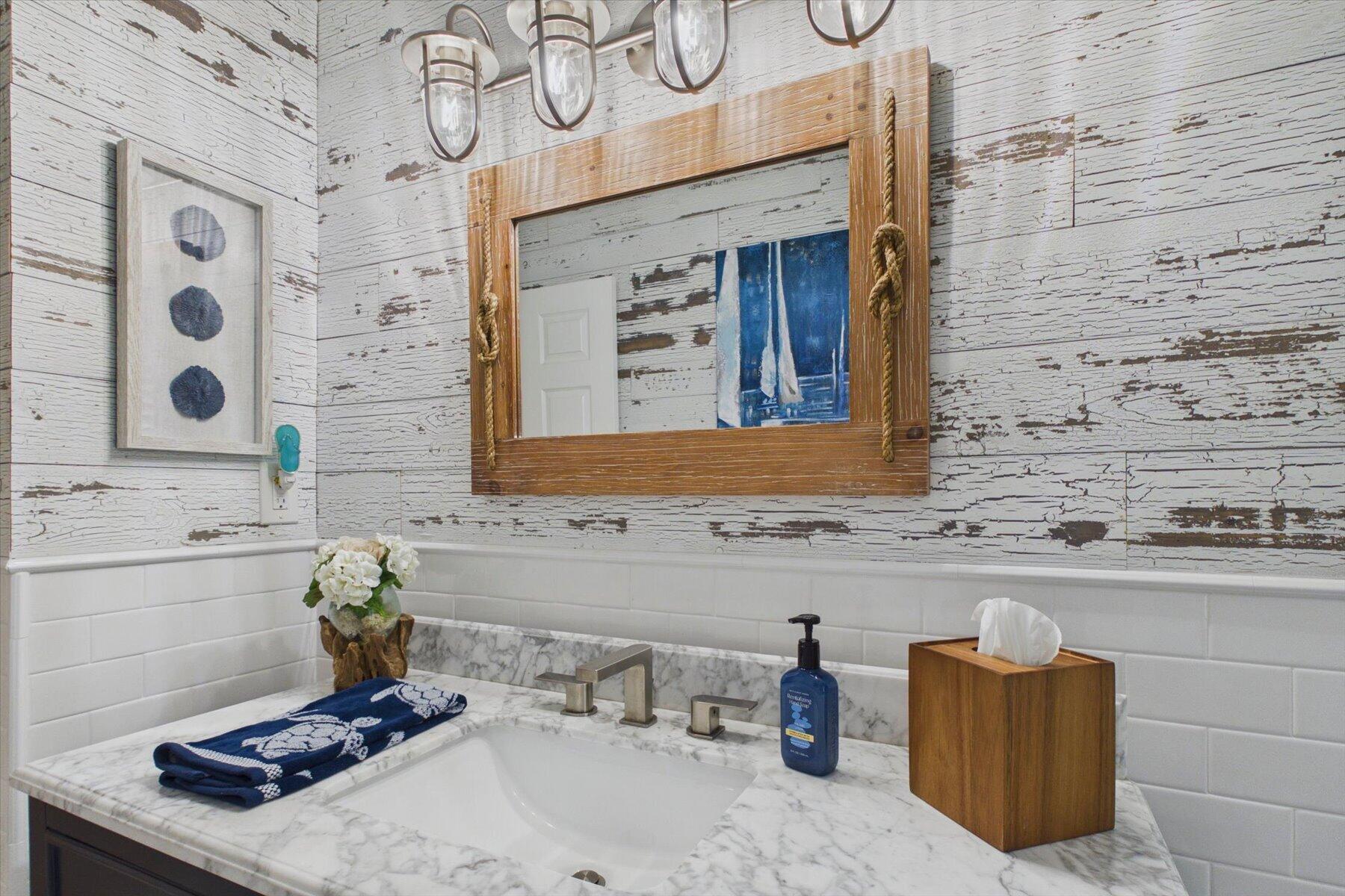 3rd Bath Shiplap and Custom Lighting