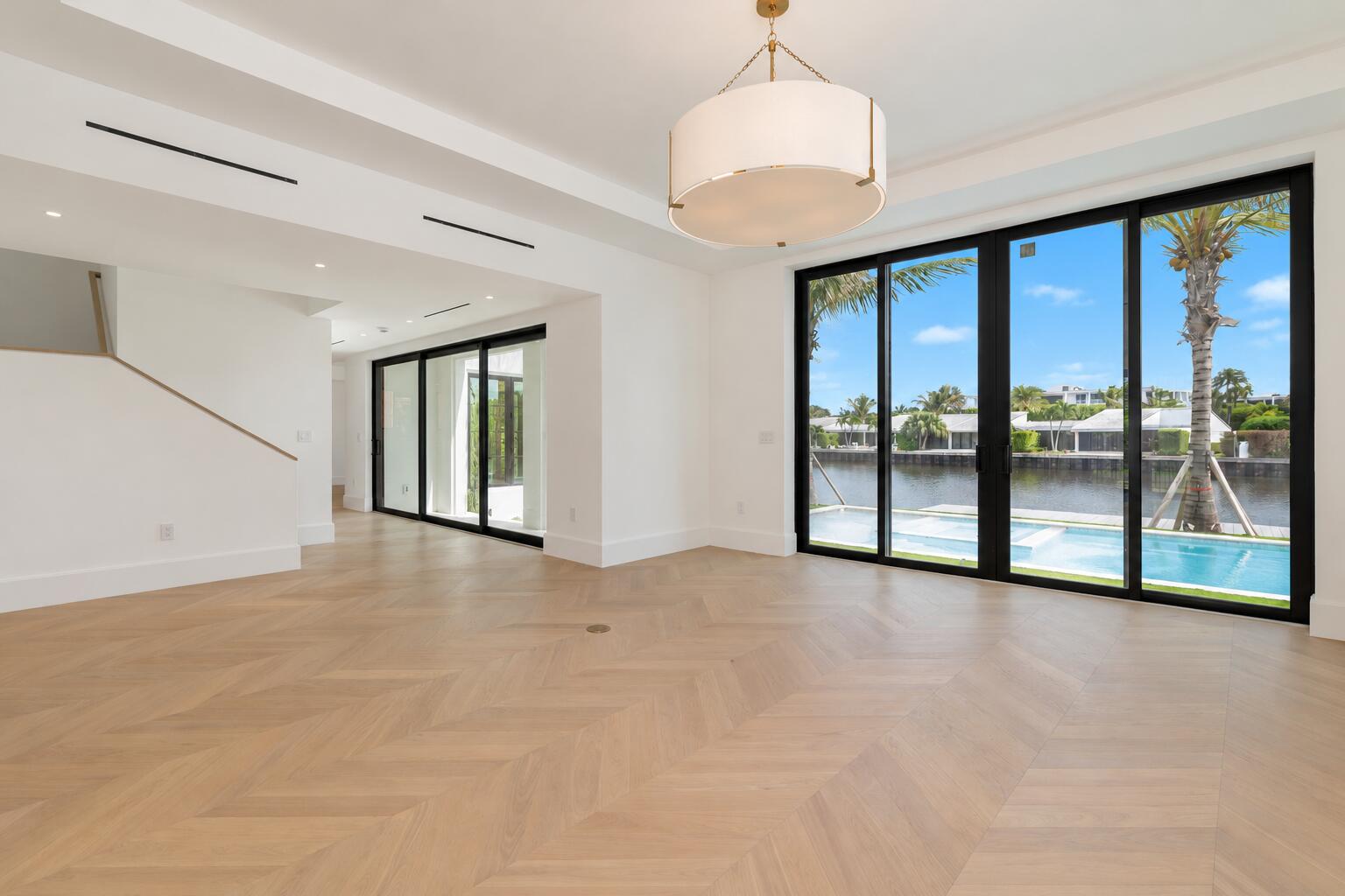 Modern Waterfront Interior with Blue Ski