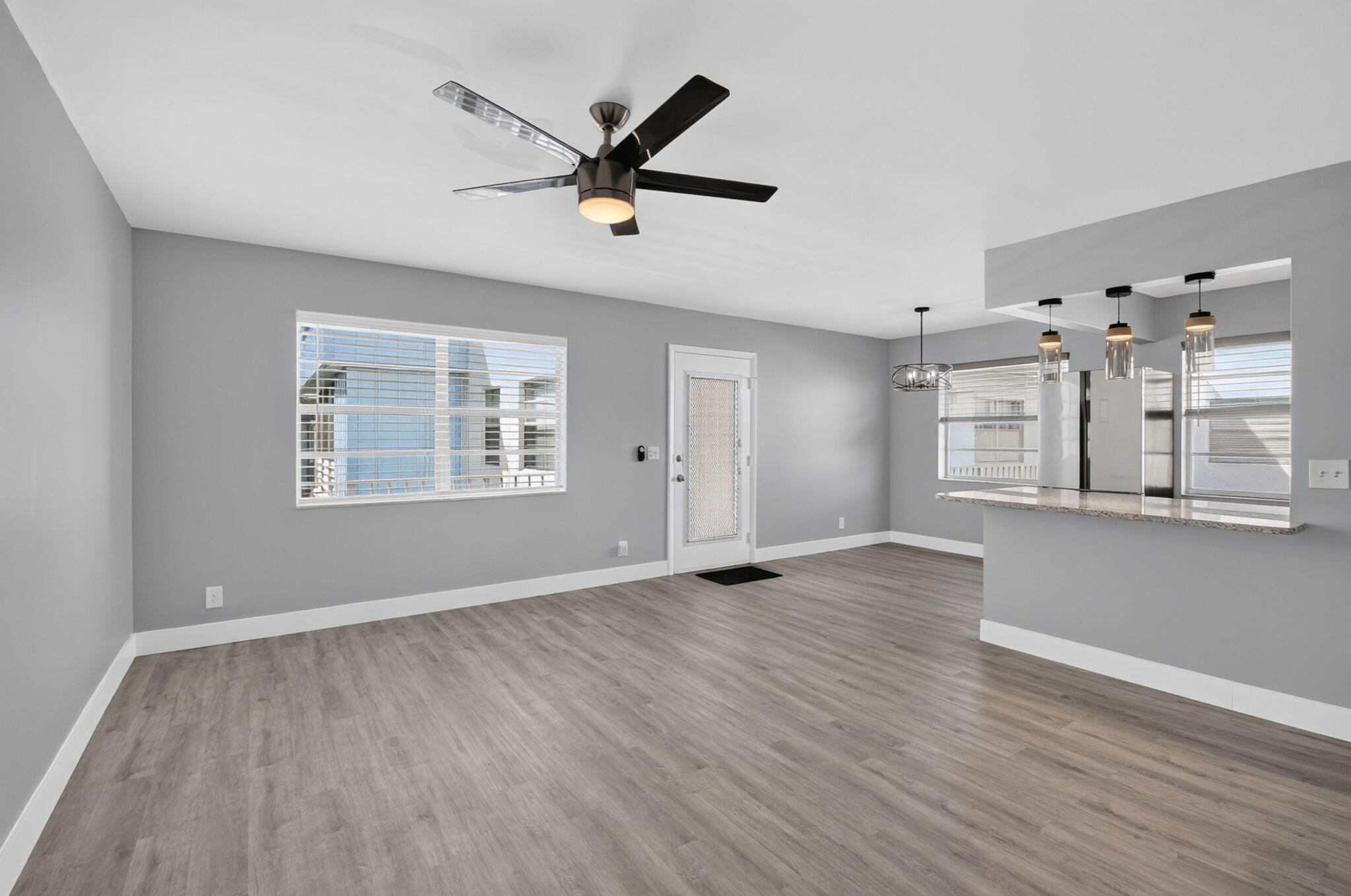 Living area and front door