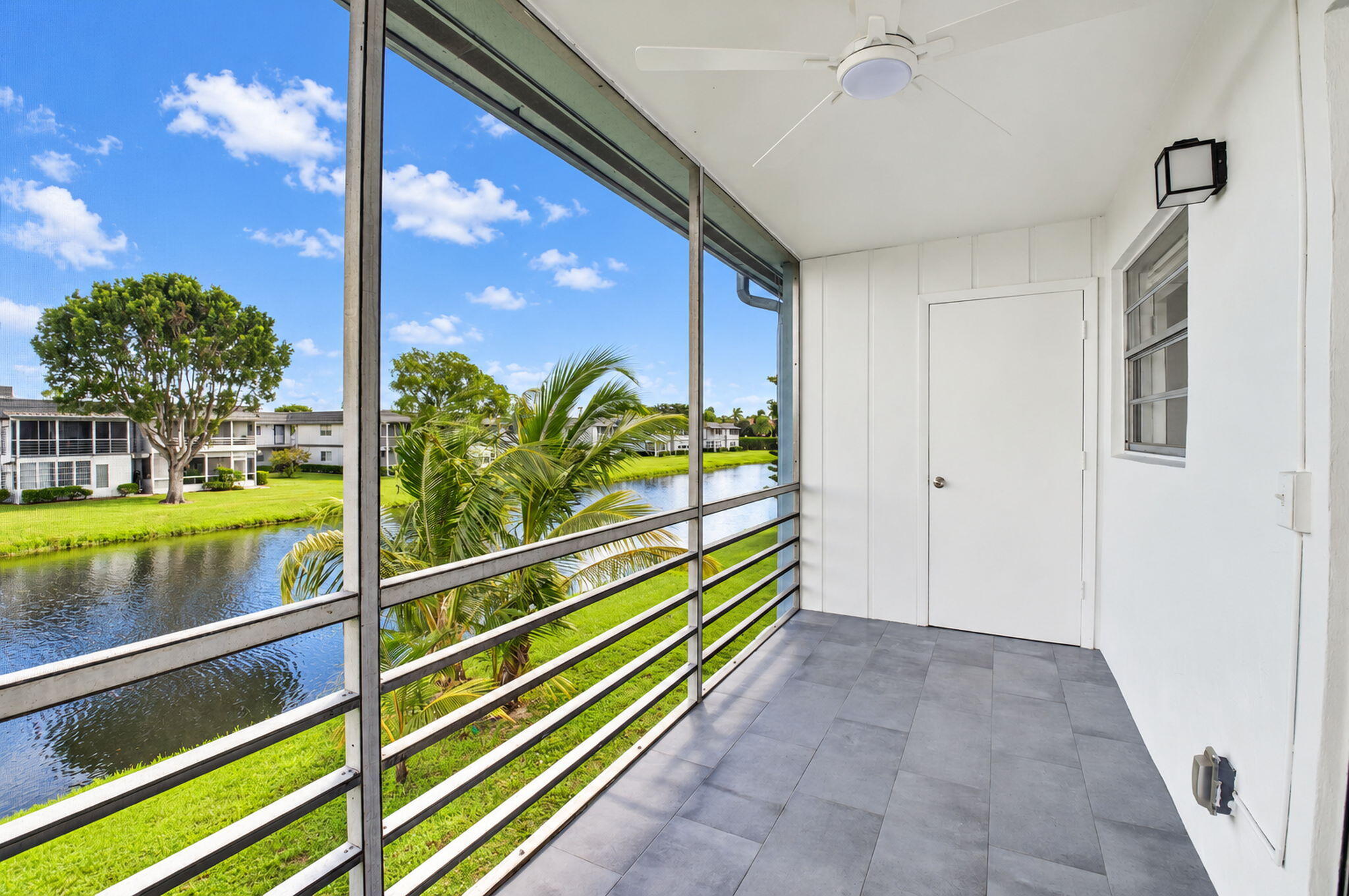 Balcony with door to laundry