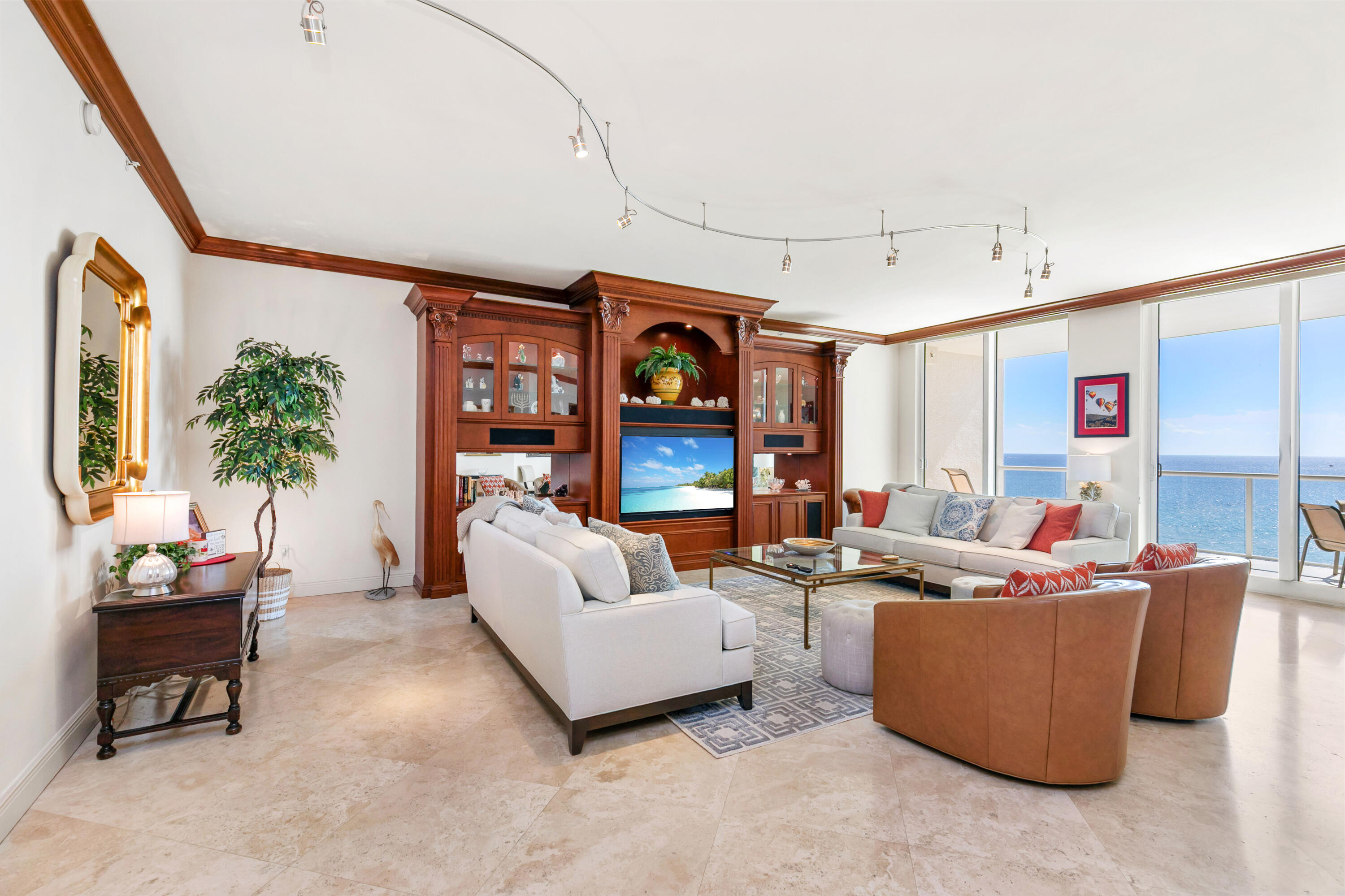 Living area as you enter into residence offers exquisite ocean views as you come in the door.