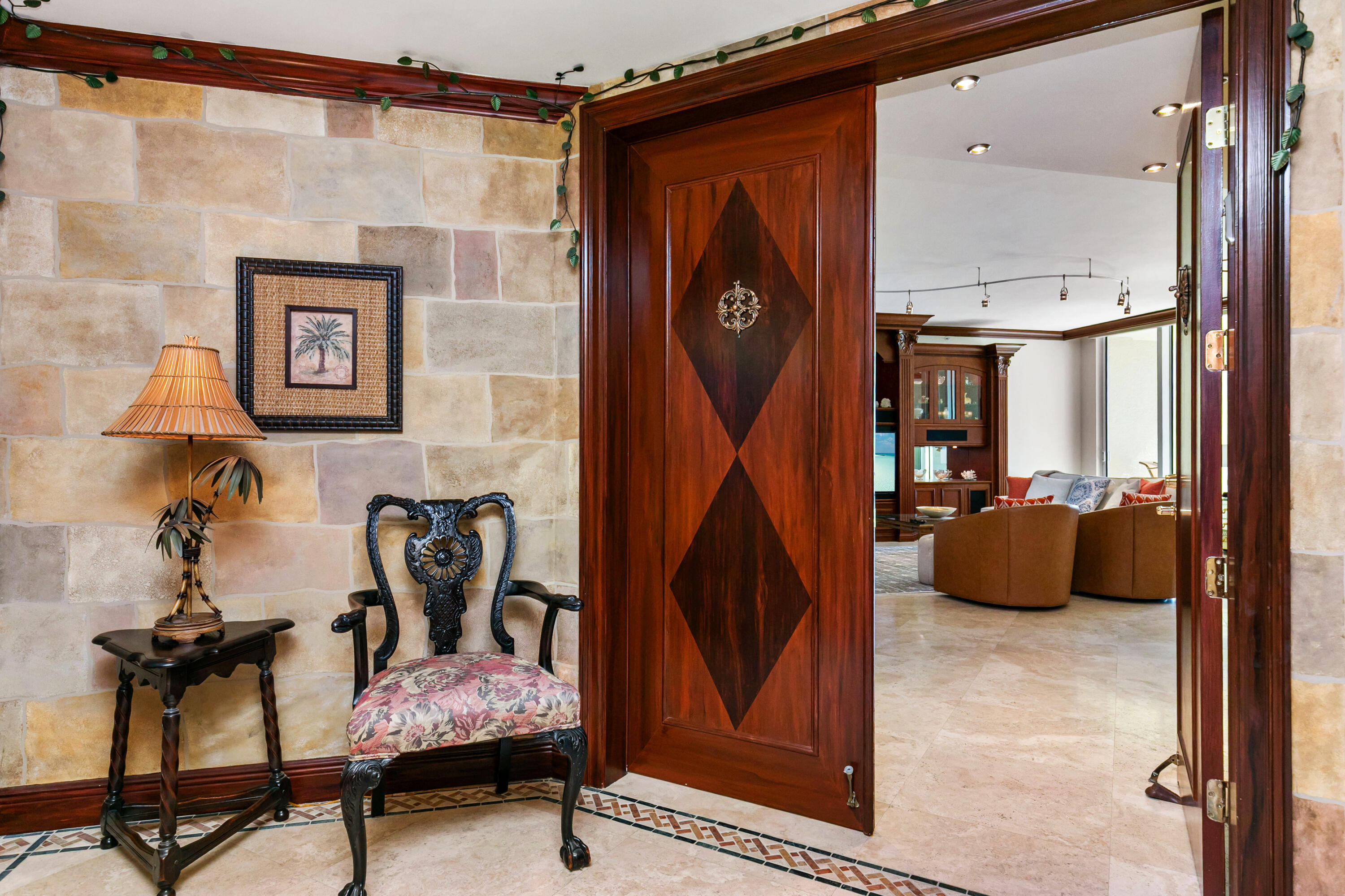 Private resident vestibule off of elevator before entering into residence.