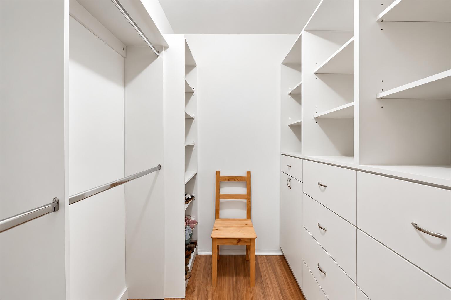 Modern Symmetrical Walk-In Closet with C
