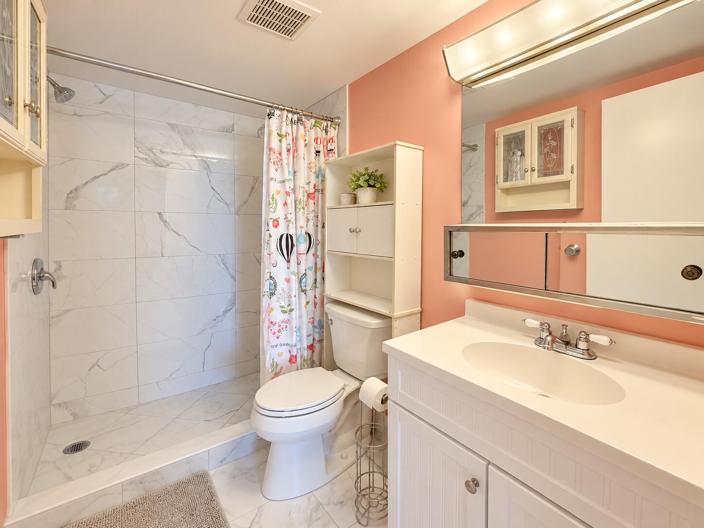 Bright Coral-Pink Marble Bathroom Bright Coral-Pink Marble Bathroom