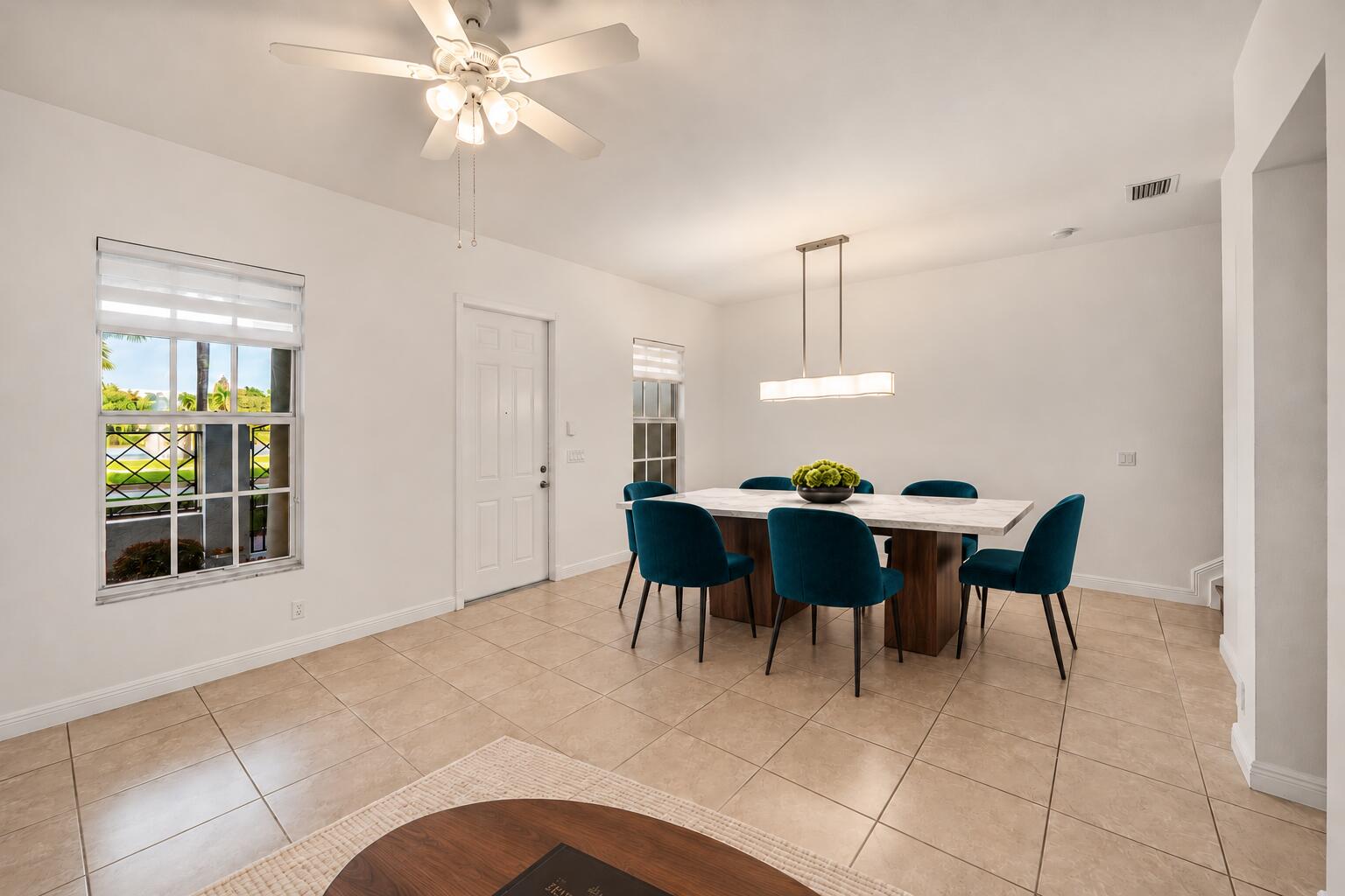 Dining area virtually staged