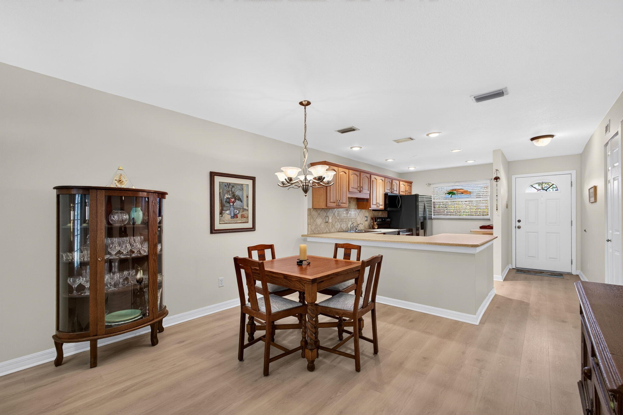 Dining area connects effortlessly to the kitchen and living room