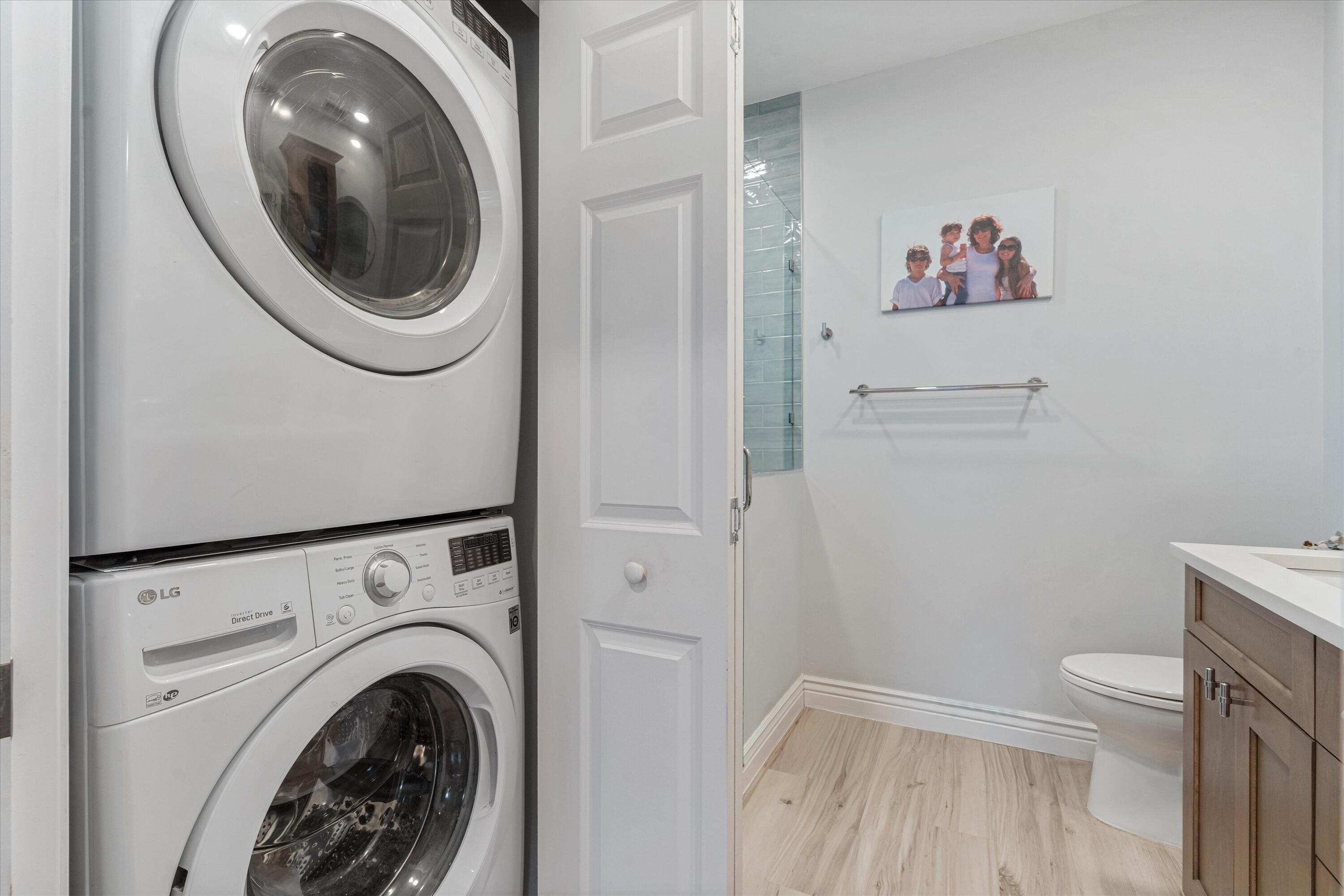 Washer Dryer in downstairs Primary Bathroom