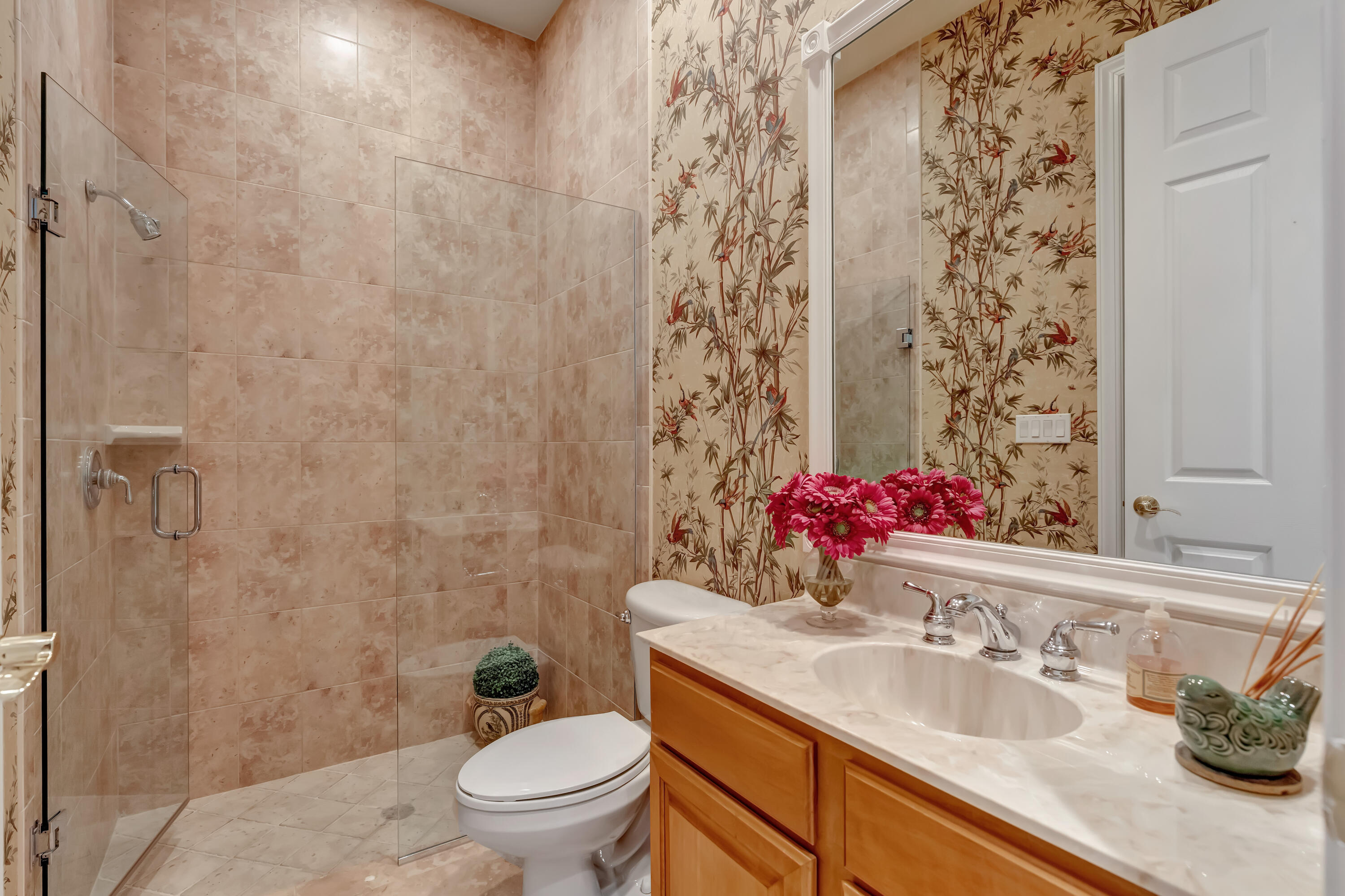 Full bathroom with walk- in shower for 3rd bedroom or library