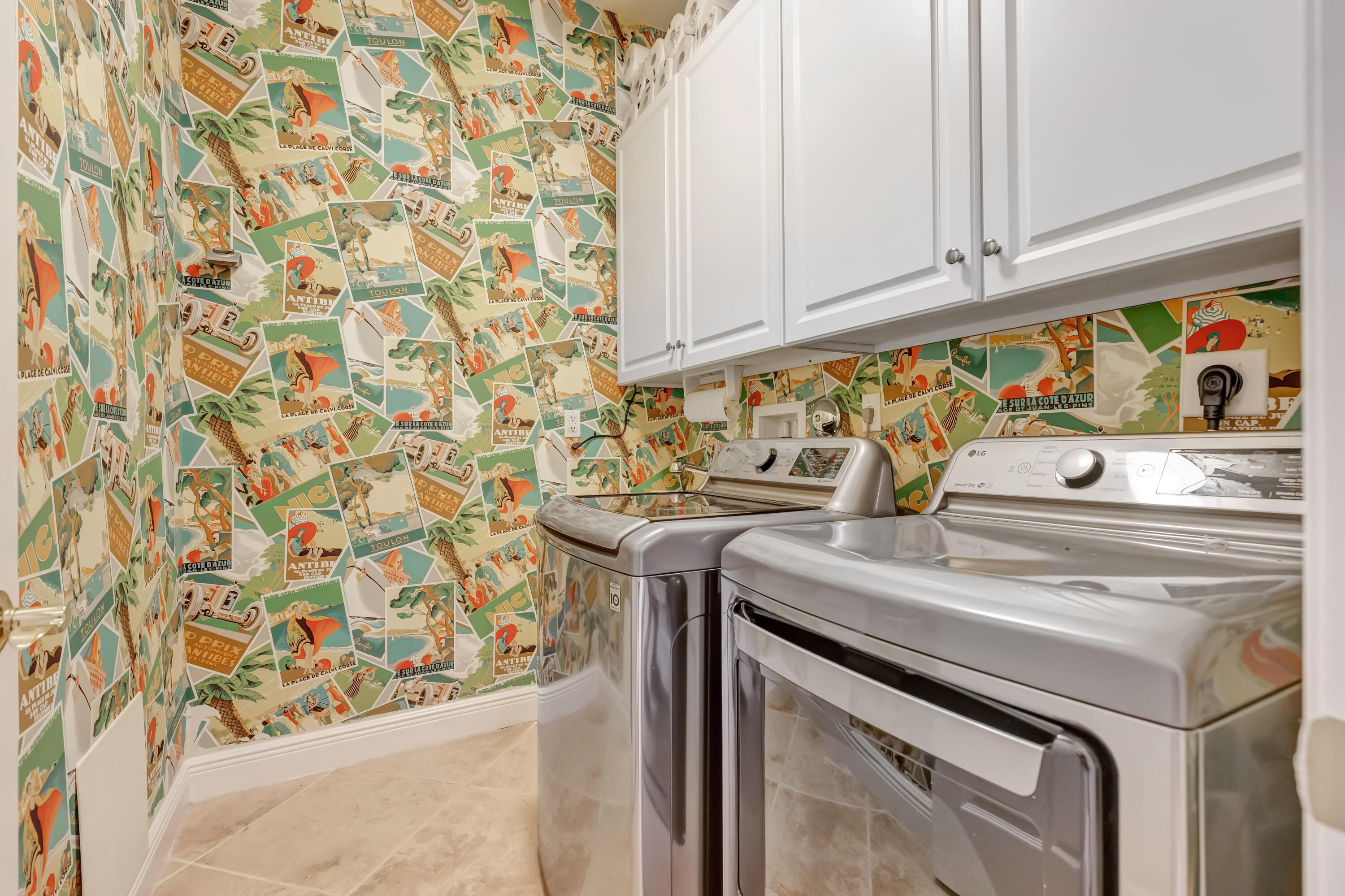 laundry with around the work wallpaper extra large washer and dryer