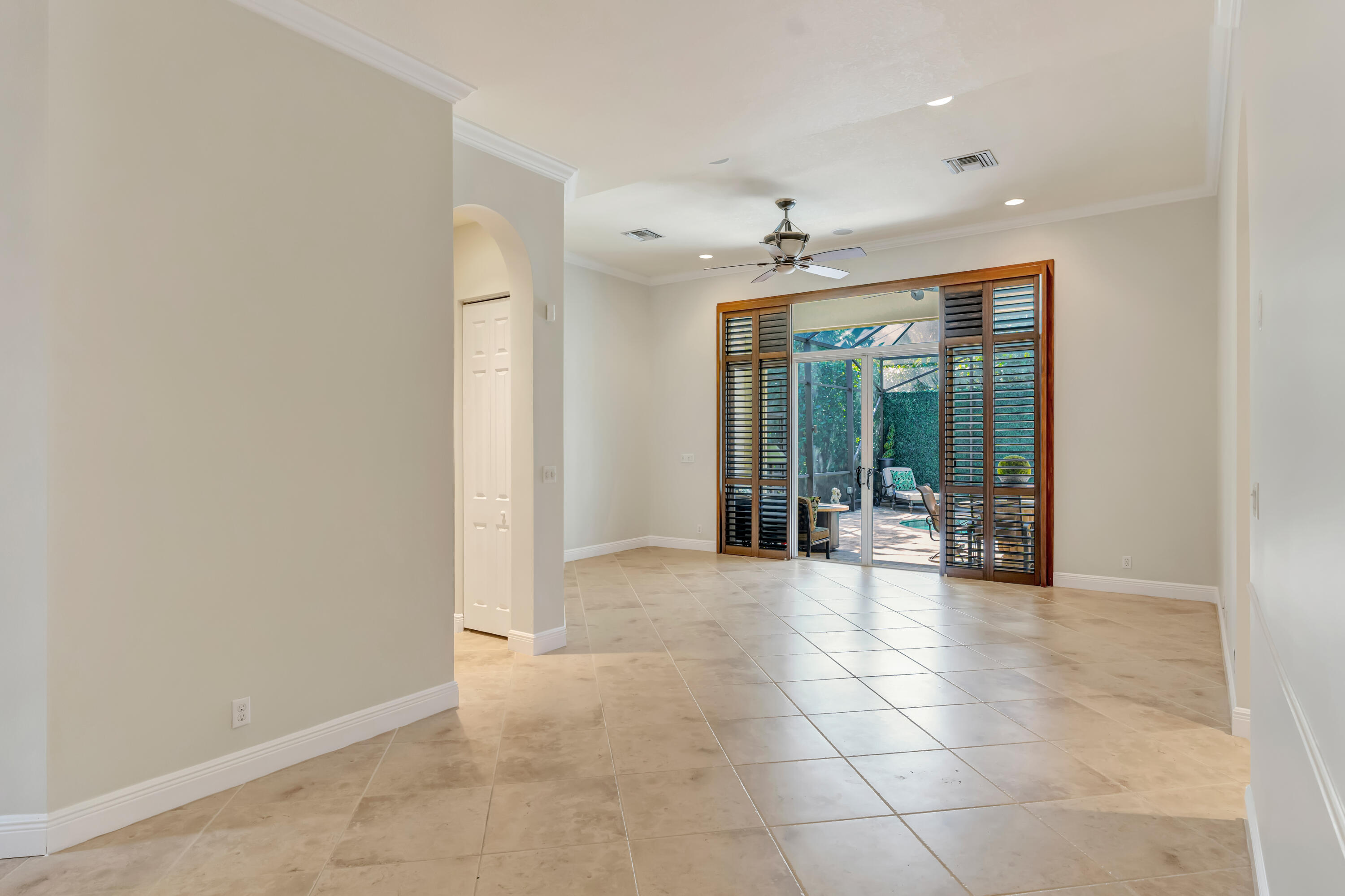 open plan dining room with living room