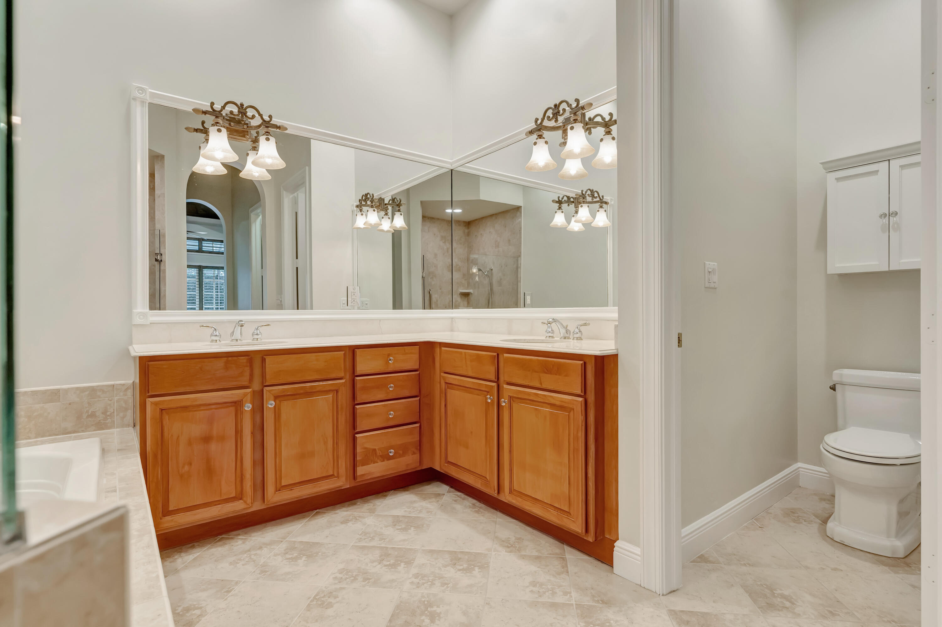 large area with double sinks plus private water closet