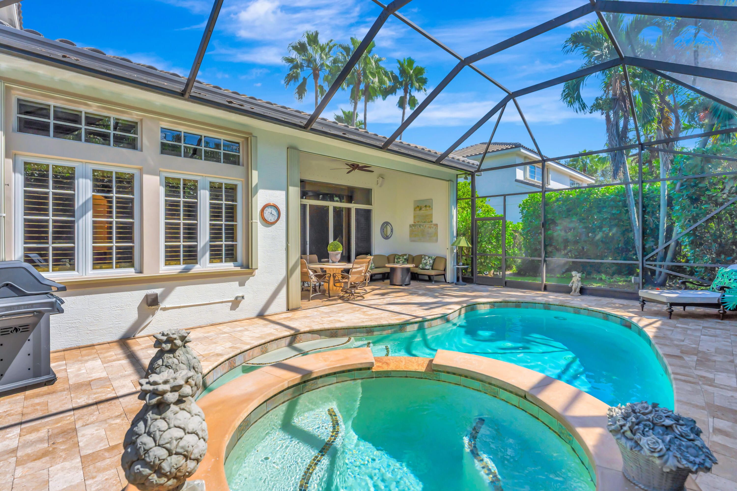 Salt water pool & spa faces SW
